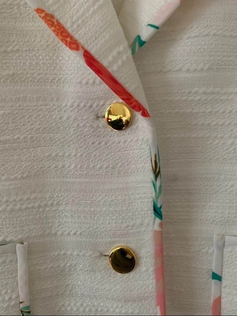 $428 Kate Spade White Blossom Trim Tweed Jacket - Picture 13 of 16